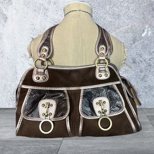 Rafe New York Brown Suede Rose Gold Detail Shoulder Bag